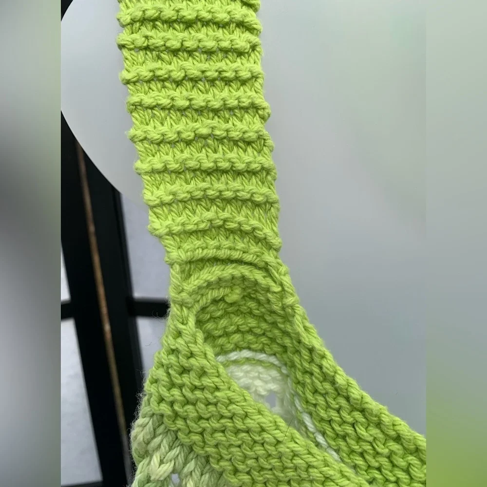 One of a kind, Handmade, Crochet Bag ~ Green & White